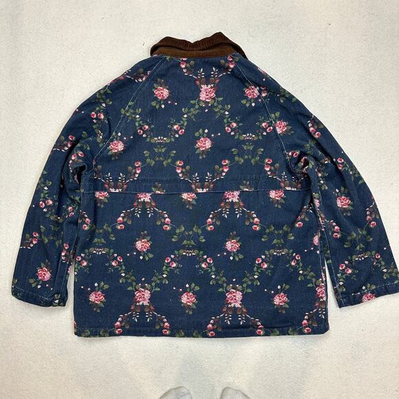 Raisonnel Floral Printed Utility Jacket Women's M Navy Blue Full Zip Workwear - Picture 7 of 8